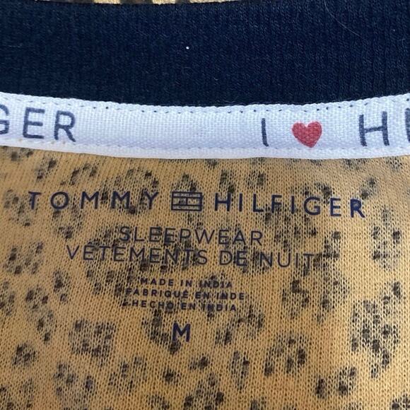 Tommy Hilfiger Beige Black Leopard Henley Thermal Sleepwear Pajama Set Size M - Picture 4 of 6
